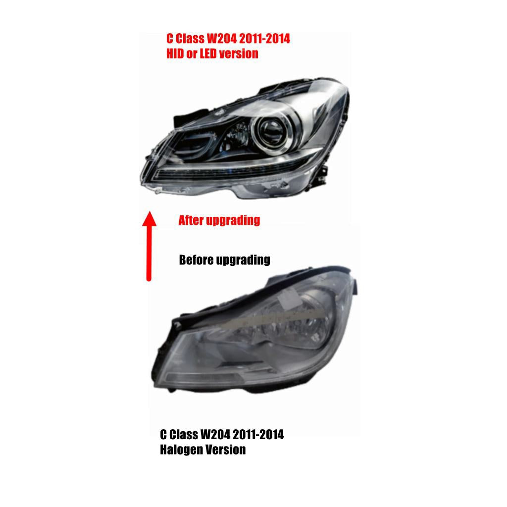 Mercedes Benz C Class W204 2011-2014 Halogen version headlights upgraded to HID/LED Headlights.